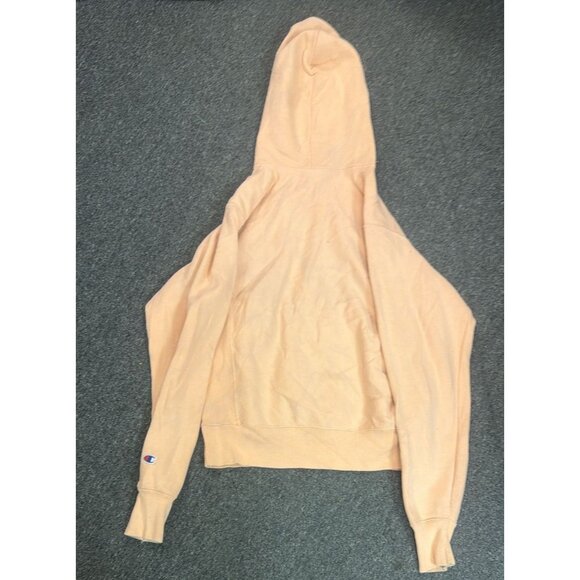 Champion Reverse Weave Hoodie Mens S Peach Apricot Orange Pastel Pullover Logo - Picture 3 of 3